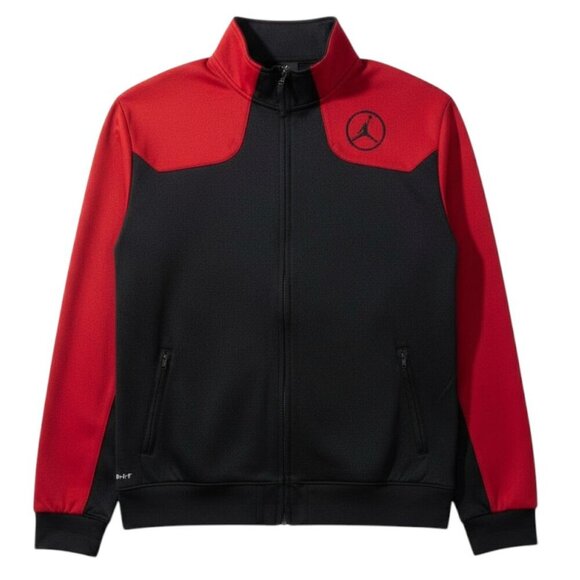 Nike Air Jordan Track Jacket Youth L 16/18 Black Red Jumpman Logo Full Zip - Picture 1 of 13